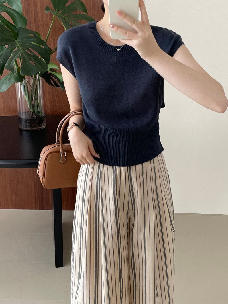 Elon Statement Striped Pants In Beige