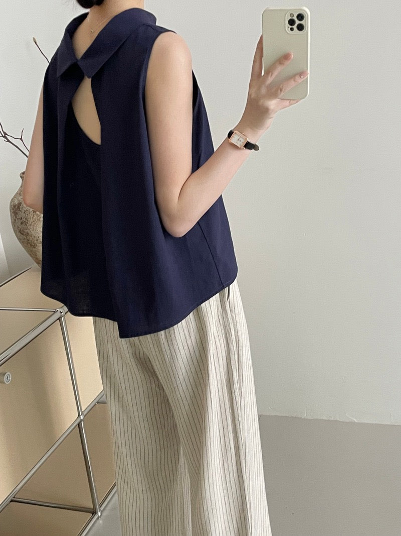 Norris Summer Top In Navy Blue