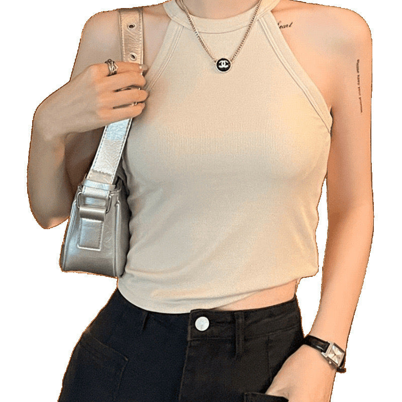 Tassie Tank Tops with Inbuilt Bra In Beige