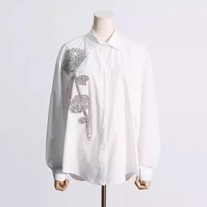 Bjorn Embellished Oversized Shirt In White
