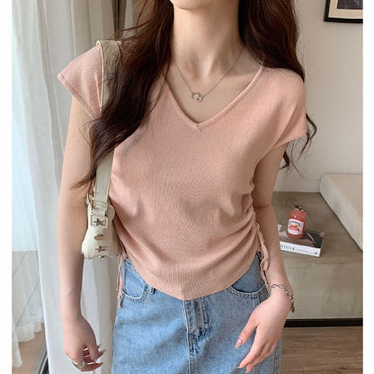Norie Knit Summer Top In Peach