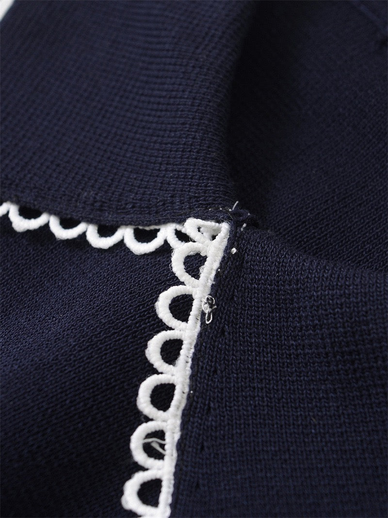 Ornella Knit Summer Top In Navy Blue