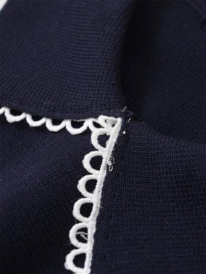 Ornella Knit Summer Top In Navy Blue