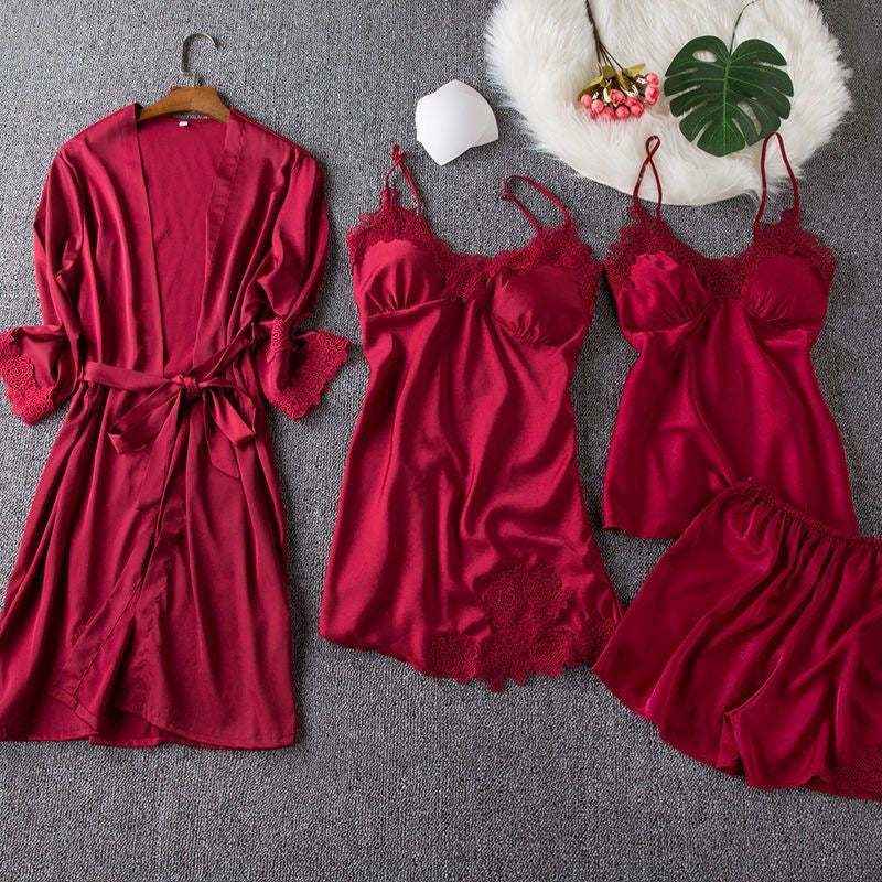 Cosmia Loungewear Set - Set Of 4 In Red