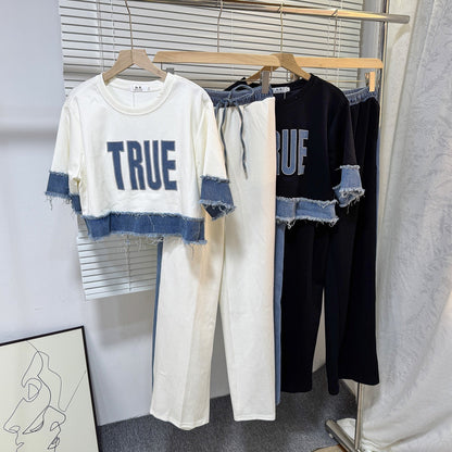 Noemi Knitted Soft Denim Co-ord Set In White