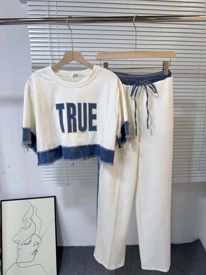 Noemi Knitted Soft Denim Co-ord Set In White