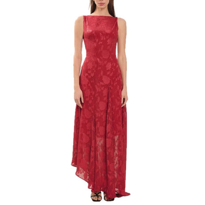 Peony Devore Maxi Dress In Red