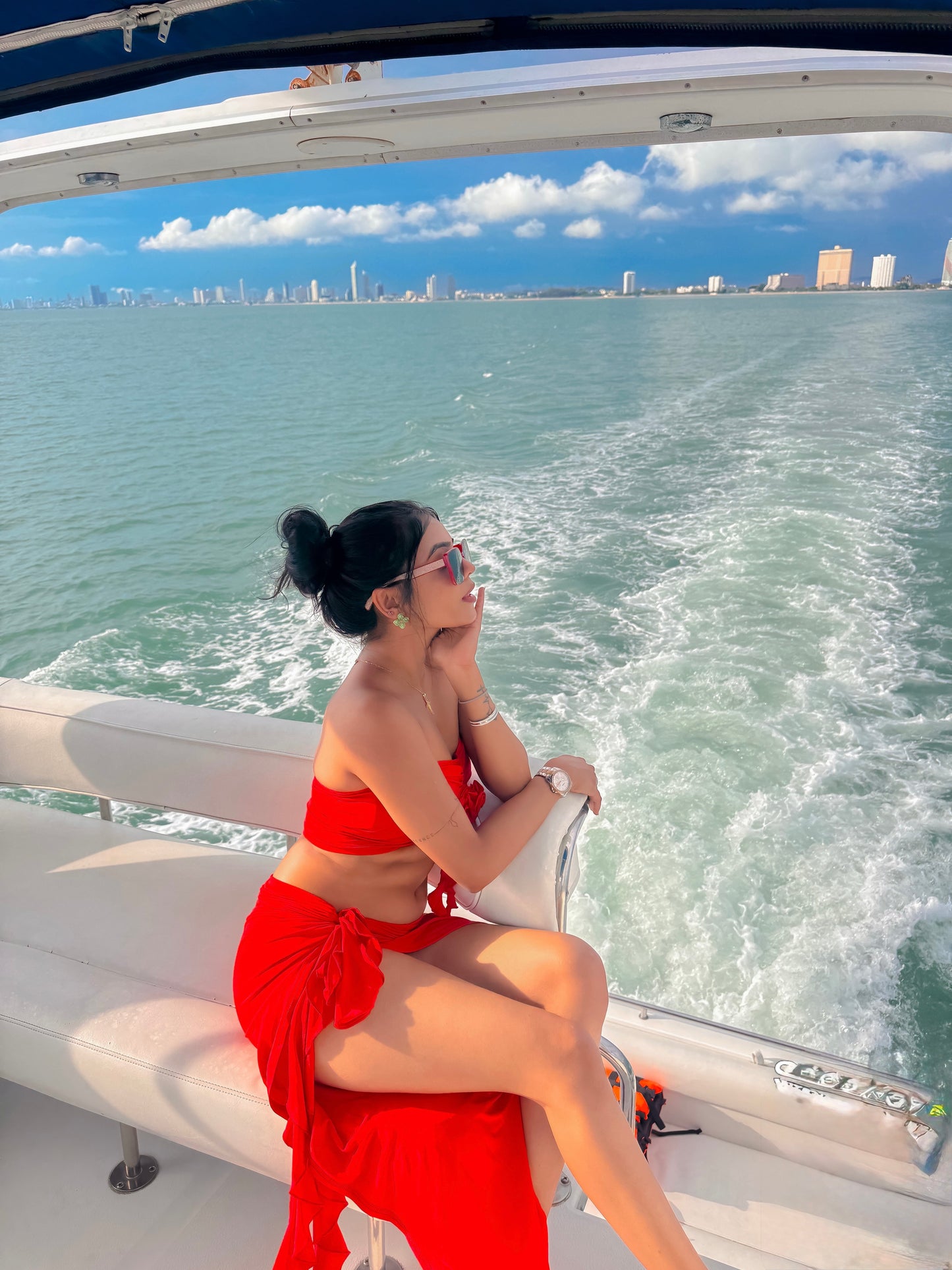 Mayne Summer Holiday Coord Set -Resortwear In Red