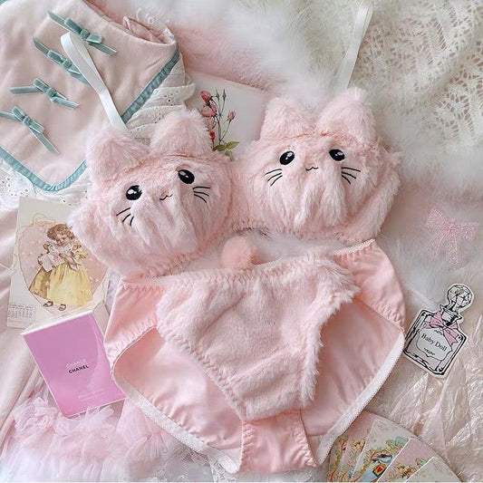 Cute Kitty Lingerie Set In Pink