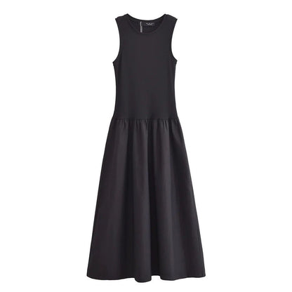 Keya Drop Waist Midi Dress In Black