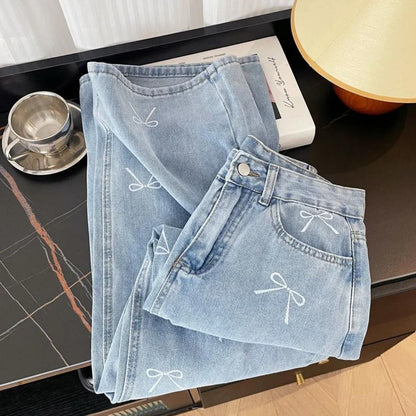 Gabi Bow Printed Denim Jeans
