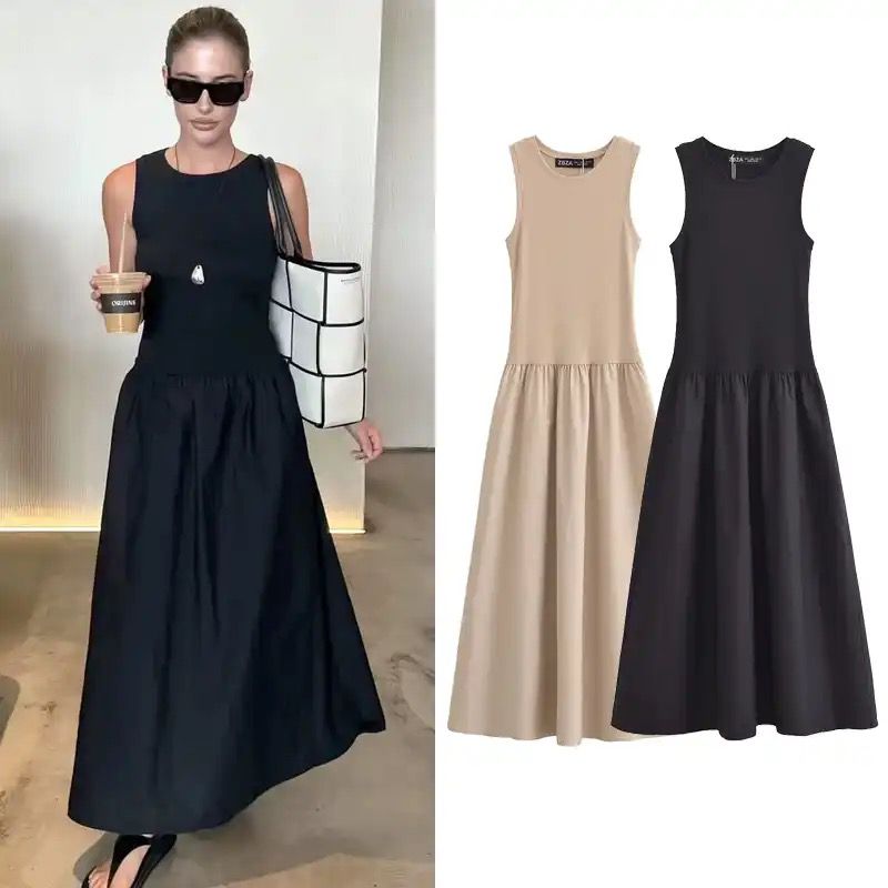 Keya Drop Waist Midi Dress In Beige
