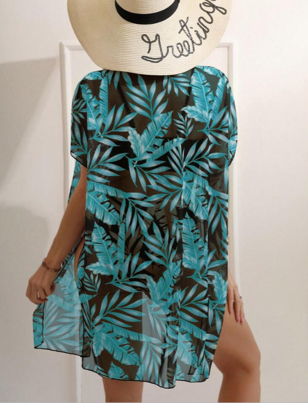 Shay Holiday Bikini Set With Cape In Green