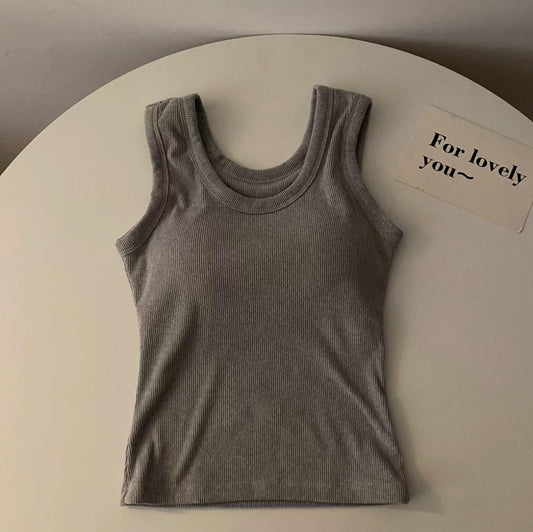 Stormie Tank Tops with Inbuilt Bra Grey