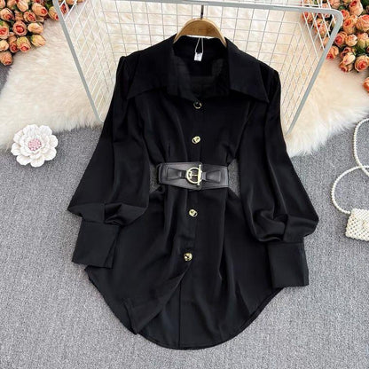 Locaste Statement Shirt With Belt In Black