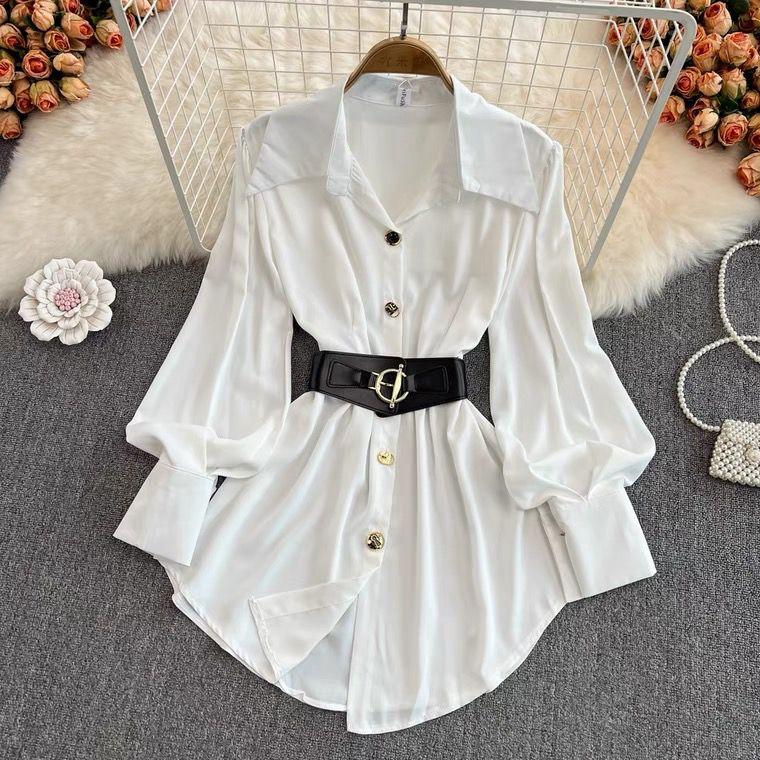 Locaste Statement Shirt With Belt In White