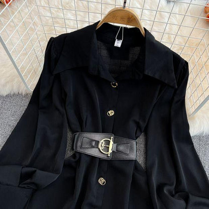 Locaste Statement Shirt With Belt In Black