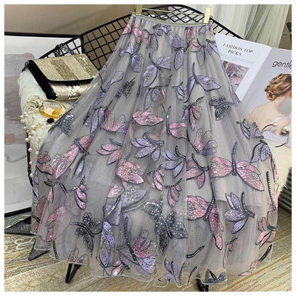 Hansel Embroidered Skirt In Grey