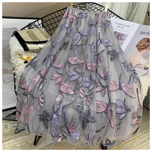 Hansel Embroidered Skirt In Grey
