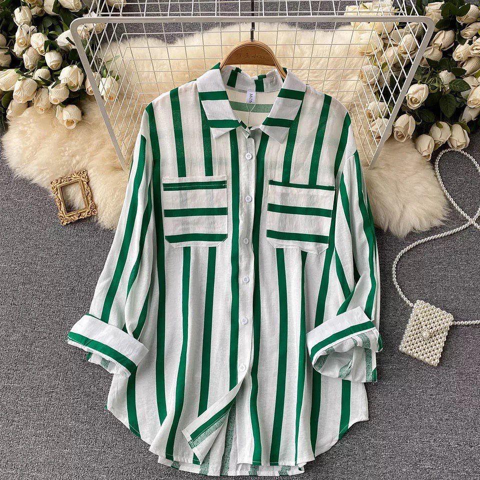 Ibiza Striped Holiday Shirts In Green