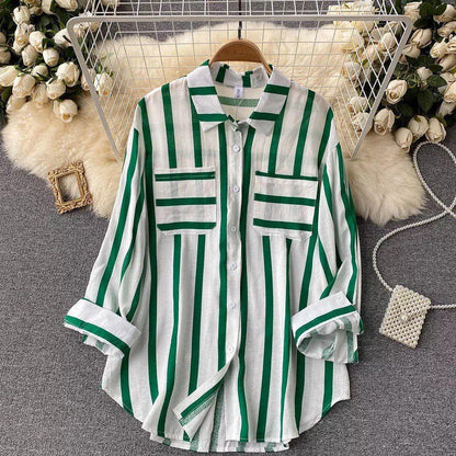 Ibiza Striped Holiday Shirts In Green