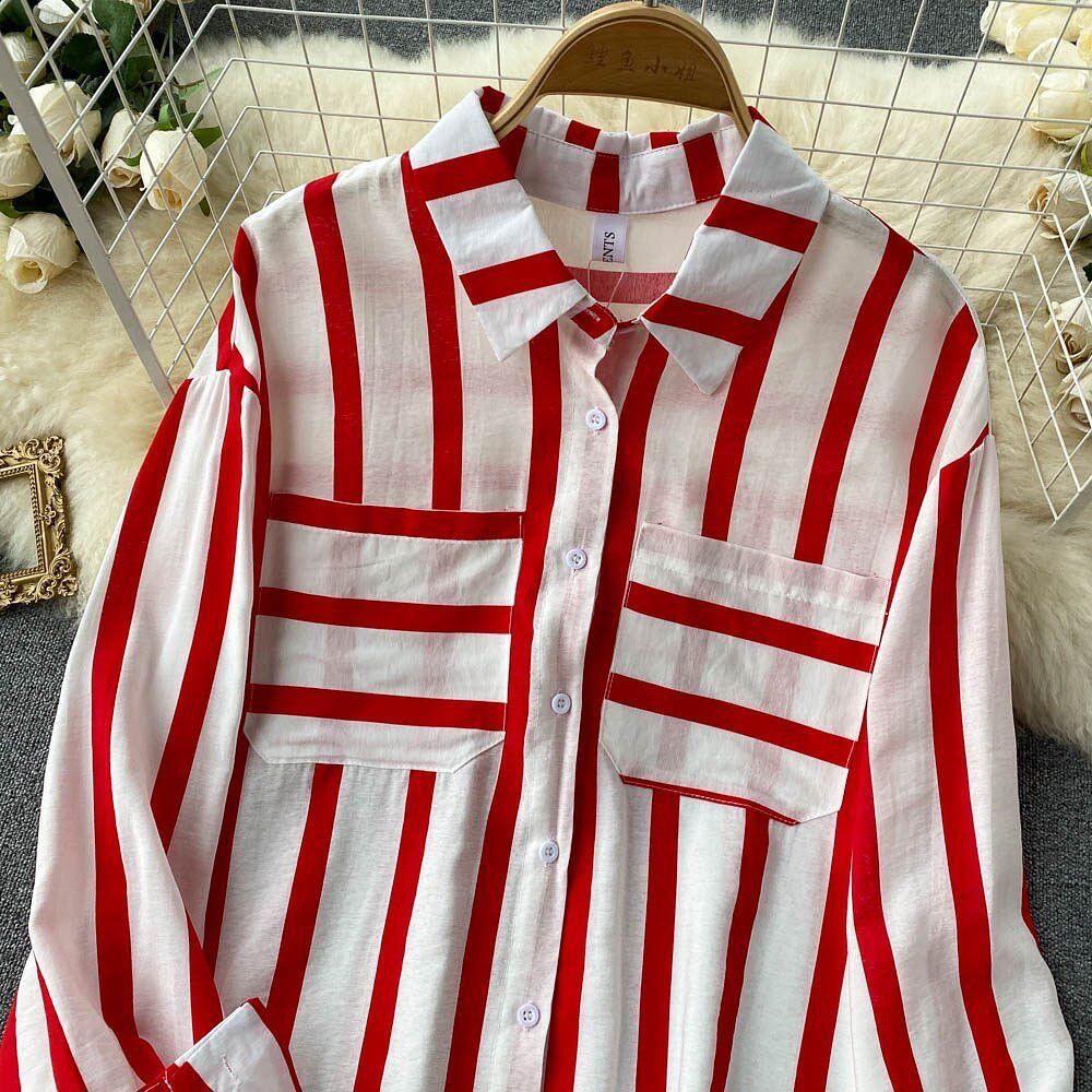 Ibiza Striped Holiday Shirts In Red