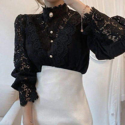 Sale Luxury Lace Blouse In Black
