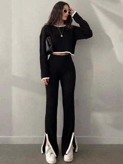 Flavia Woolen Coord Set In Black
