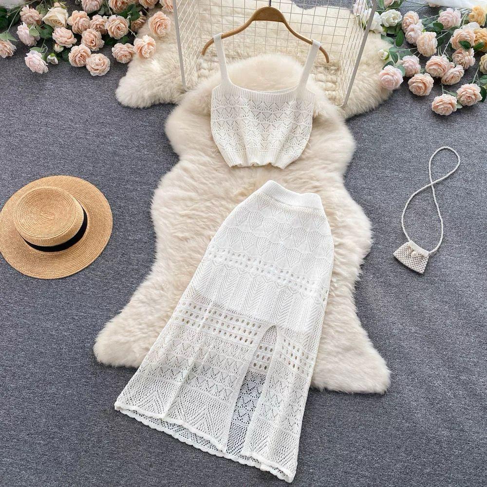 Esme Crochet Coord Set In White