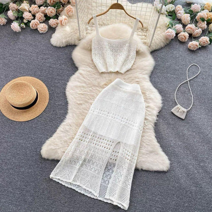 Esme Crochet Coord Set In White