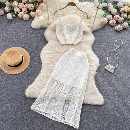 Esme Crochet Coord Set In White