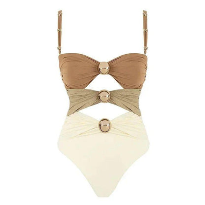 Mariku Luxe Swimsuit with Skirt In Beige