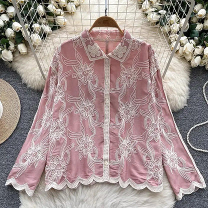 Zen Premium Embroidered Cotton Shirt In Pink