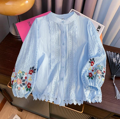 Nera Statement Summer Top In Blue