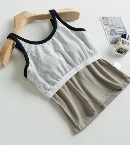 Bagatelle Tank Tops with Inbuilt Bra In Beige