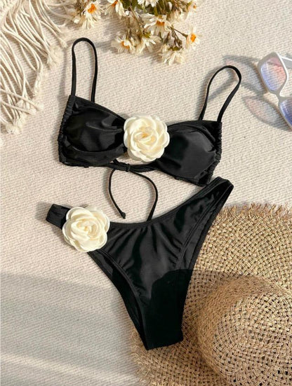 Meloe Rosette Summer Bikini In Black