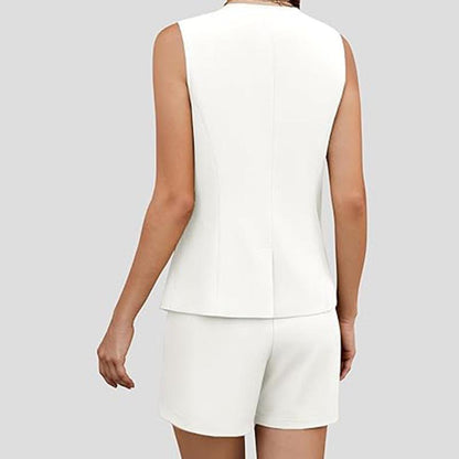 Suzel Vest Coord Set in White