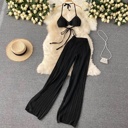 Silvia Crochet Coord Set In Black