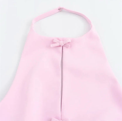 Hilton Statement Vest Knot Top In Pink