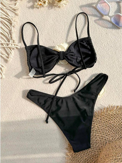 Meloe Rosette Summer Bikini In Black