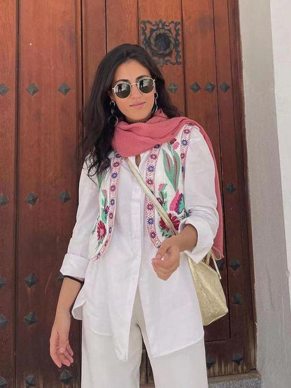 Cari Statement Vest Top In Beige