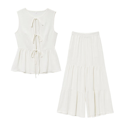 Aderyn Statement Linen Suit Set In Off White