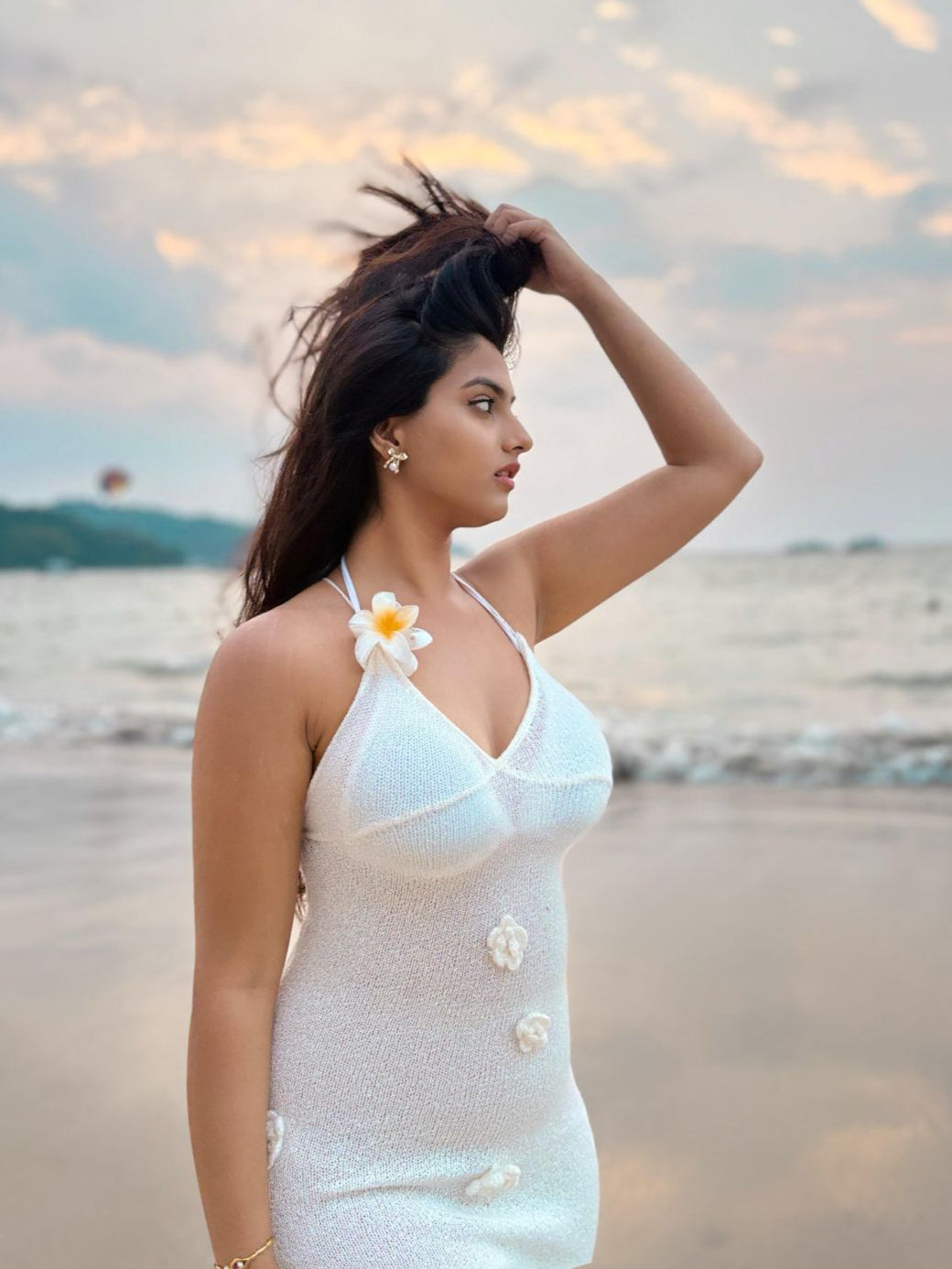 Yazu Rosette Premium Maxi Dress in White
