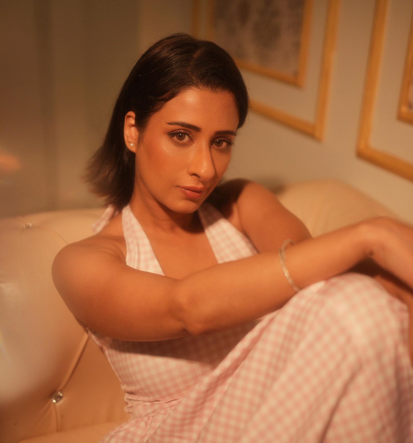 Shireen Drop Waist Midi Dress In Pink