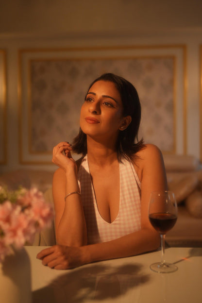 Shireen Drop Waist Midi Dress In Pink