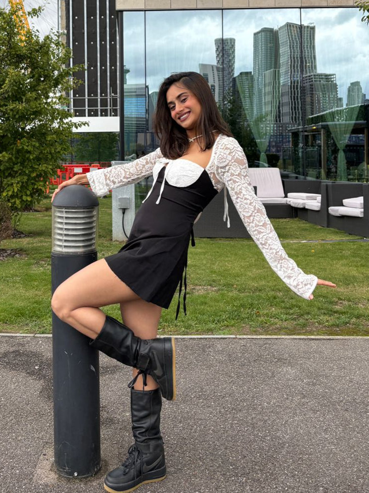Serbia Lace Mini Dress In Black