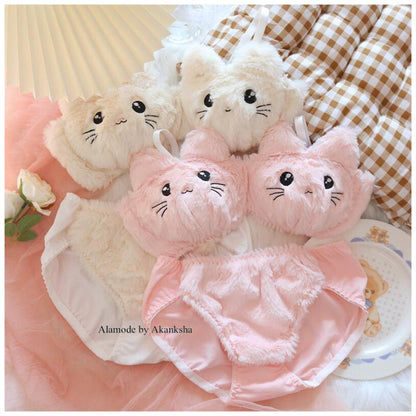 Cute Kitty Lingerie Set In White