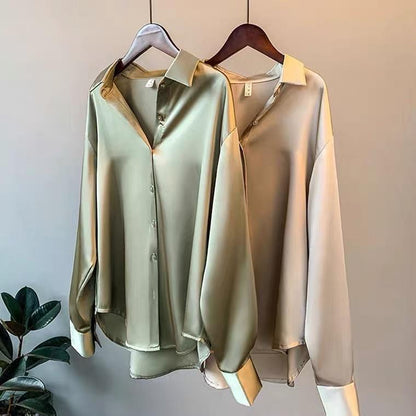 Hathor Luxury Satin Shirts In Beige