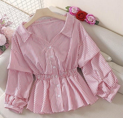 Donna Striped Blouse In Red