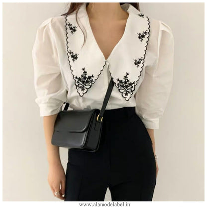 Tempa Vintage Blouse In White
